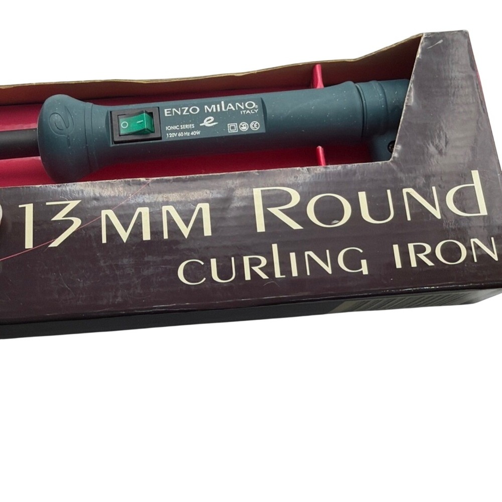 Enzo Milano Curling Iron Unisex 13mm Black Round Ionic Series Professional Wand